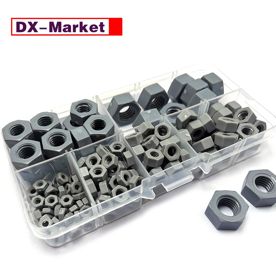 

M3-M10 набор гаек из ПВХ, шестигранные гайки из поливинилхлорида, F016