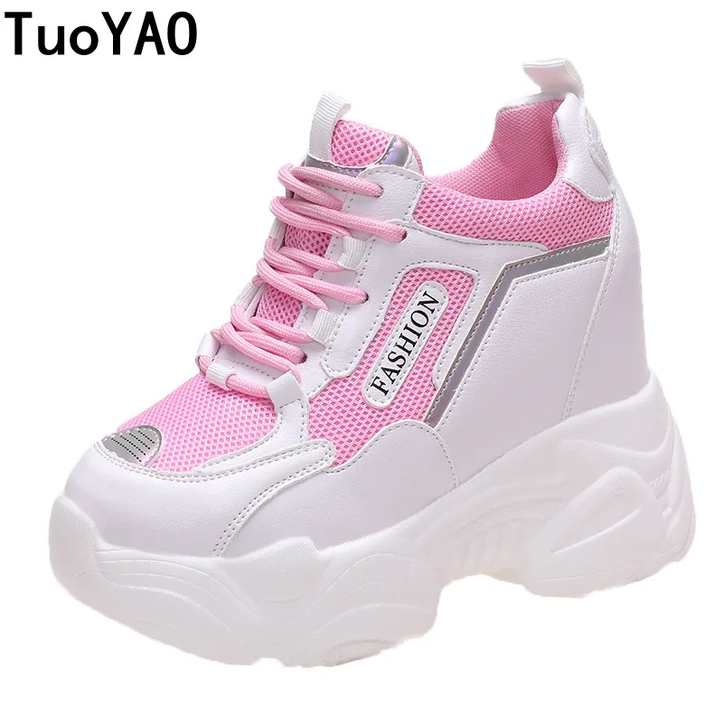 

Spring Women Chunky Sneakers 2022 Breathable Mesh Casual Shoes 10cm Wedge Heels Platform Shoes Chaussures Femme Sports Dad Shoes