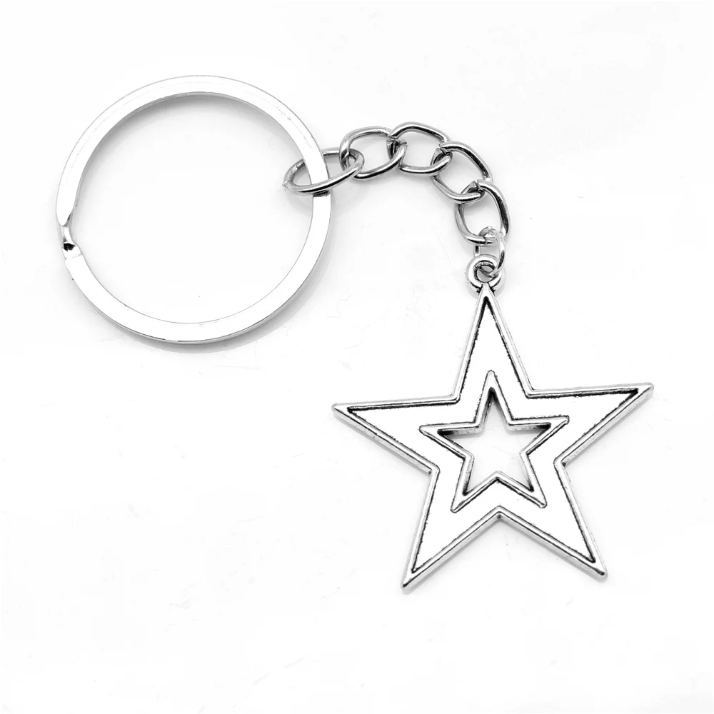 

1 шт. античный серебряный цвет 33x35 мм пятиконечный Звездный брелок Ручные ювелирные изделия Diy