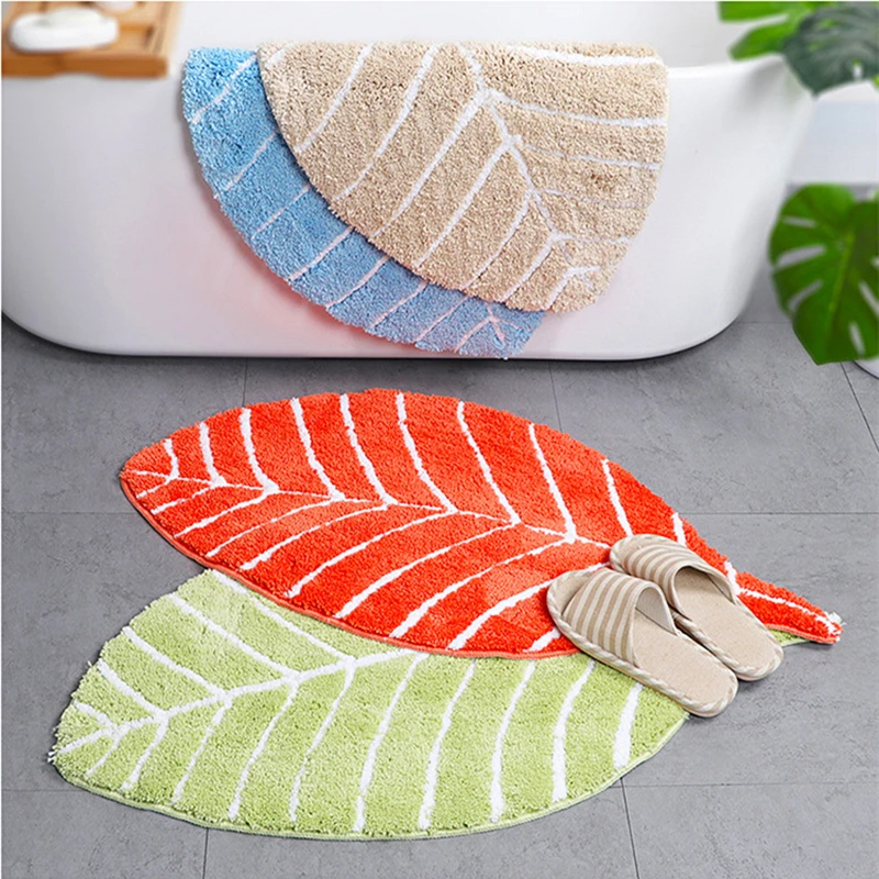 

Leaves Design Bathroom Bedroom Carpet 50x95cm Antislip Bath Mat Absorbent Bathtub Floor Mat Doormat For Shower Room Toilet Rug