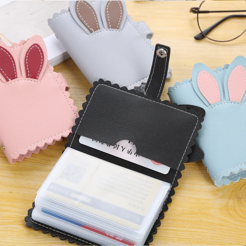 

PU Leather 24 Men and Women Business Card Holder Rabbit Ear Business Card Holder ID Bag Bank Card Holder Gift Card Holder