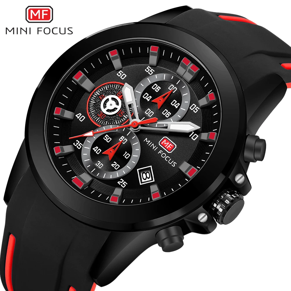 

MINIFOCUS Quarz Military Watch for Men Waterproof Chronograph Mens Wrist Watches Sports Silicone Wristwatches relogio masculino