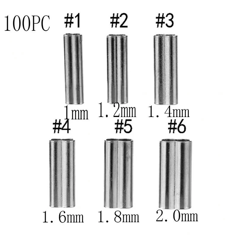 

100 шт., медные обжимные трубки для лески, из нержавеющей стали