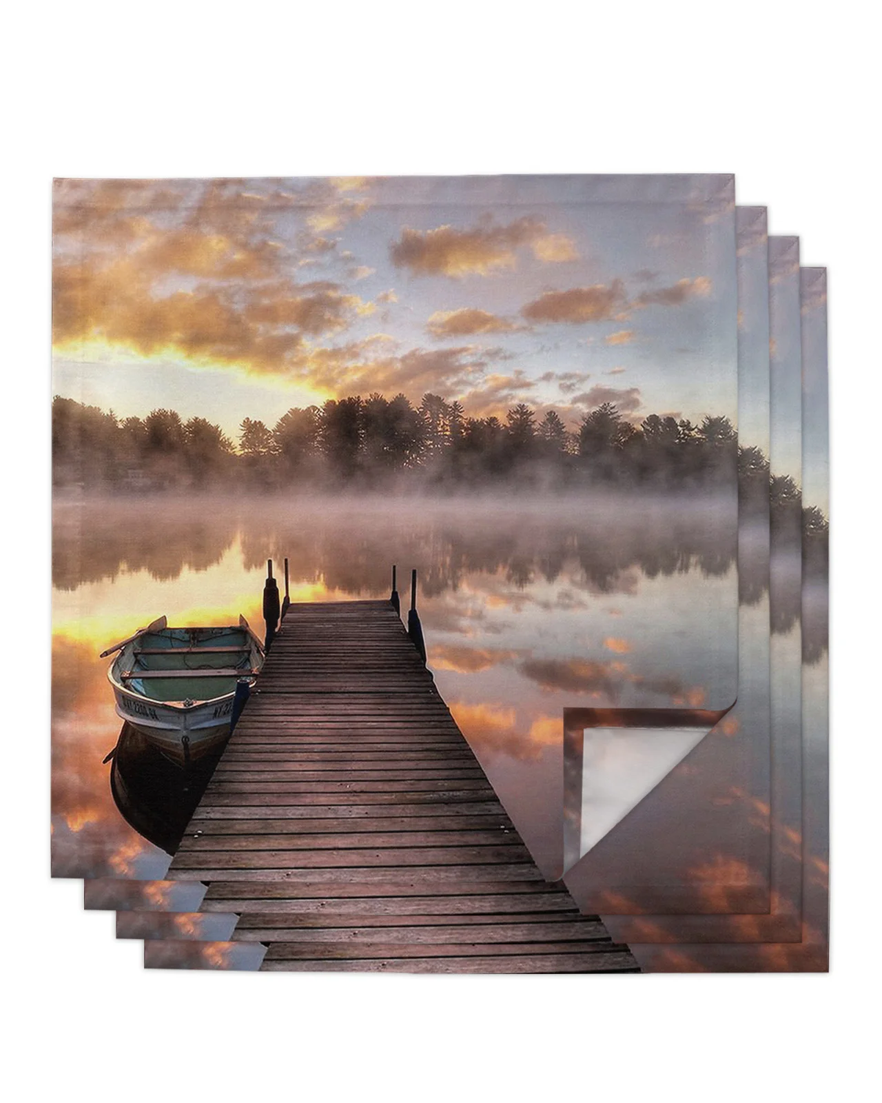 

Sunrise Lake Scenery 4/6/8pcs Table Napkins Restaurant Dinner Wedding Banquet Decor Cloth Napkins Supplies Party Decoration