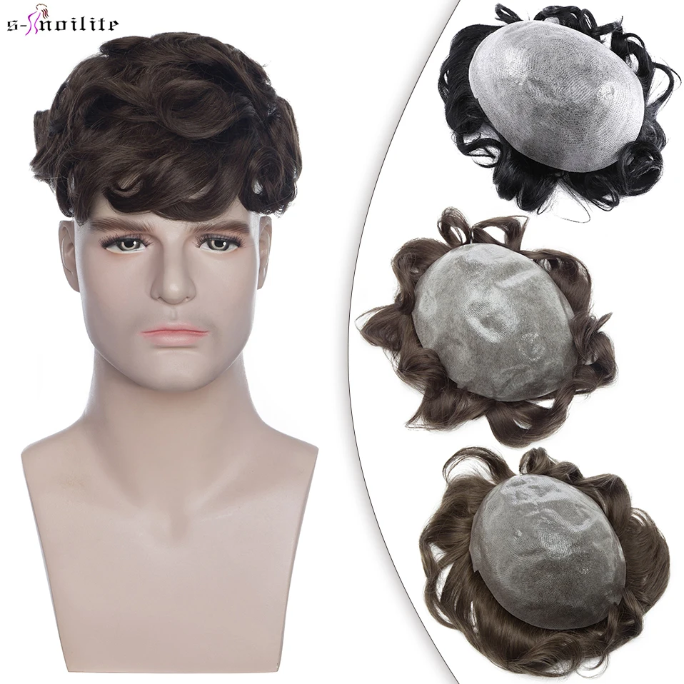 Men's Capillary Prothesis Toupee Men Wig Ultra-thin 0.08mm PU Base 55g Brazil Hairpiece Natural Hair Male Replacement System