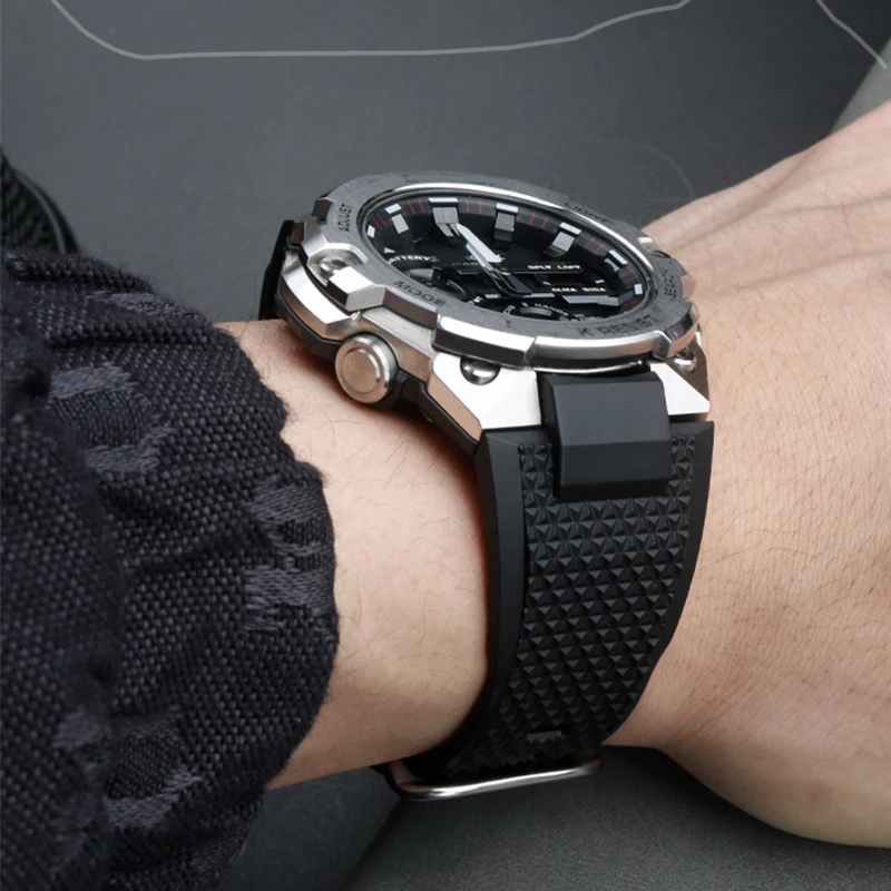 Resin Watchband For Casio G-SHOCK Steel Heart GST-B400 Men's Sports Waterproof Quick Release Rubber Strap Bracelet Accessories