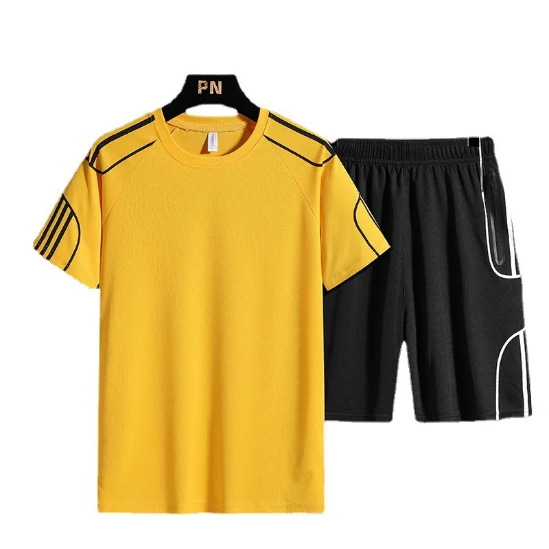 

Sports suit men's 2022 summer thin quick-drying T-shirt men's fitness short sleeve running shorts ice silk two-piece set