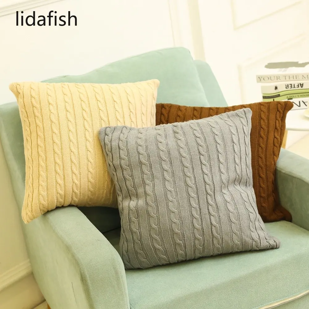 

Lidafish 45x45 см Новейший домашний Декор акриловый чехол для дивана подушки офисная пряжа твист вязаный мягкий чехол для подушки