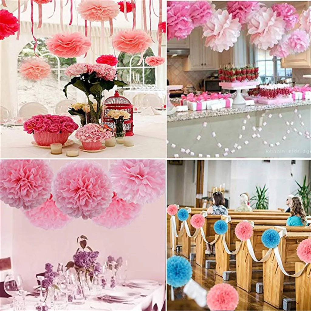 

Paper Color Tissue Flowers Birthday Celebration Party Halloween Decoration 18pcs