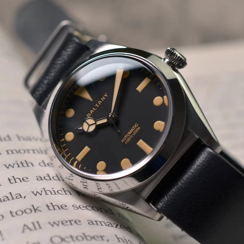 Baltany Ретро часы Bubbleback S4029 Роскошные Benz с кожаными сапфировыми стрелками OVETTO NH38