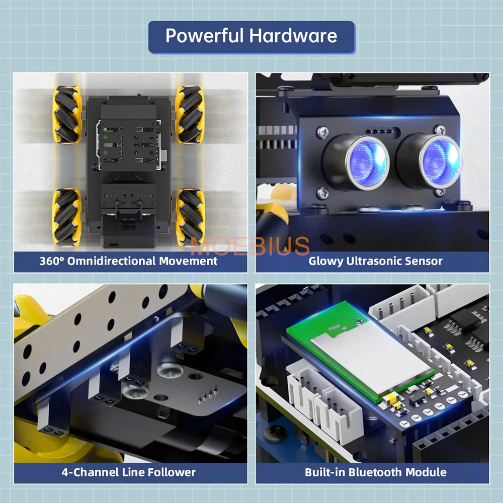 Hiwonder Miniauto Arduino Робот Автомобиль Omni Wheel AI Визуальное распознавание Отслеживание UNO