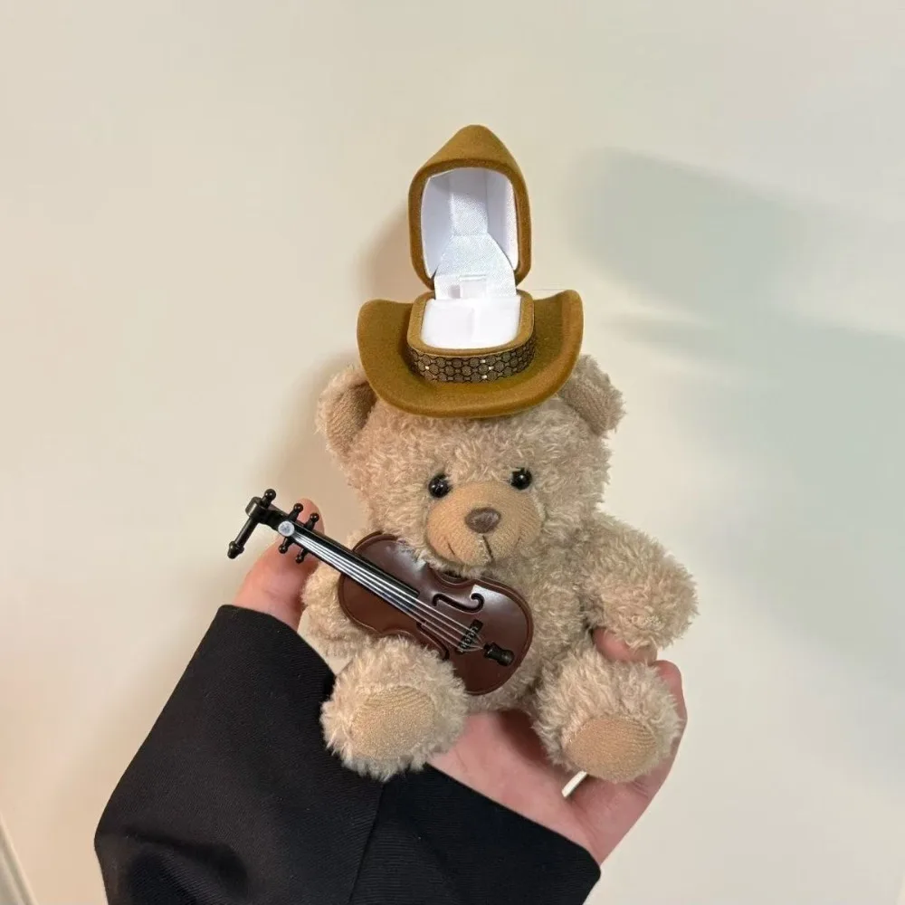 

Медведь, плюшевая кукла-щенок, коробка для колец, собака, дисплей, чехол для обручального кольца, обручальное кольцо, мультяшный держатель для колец для пары