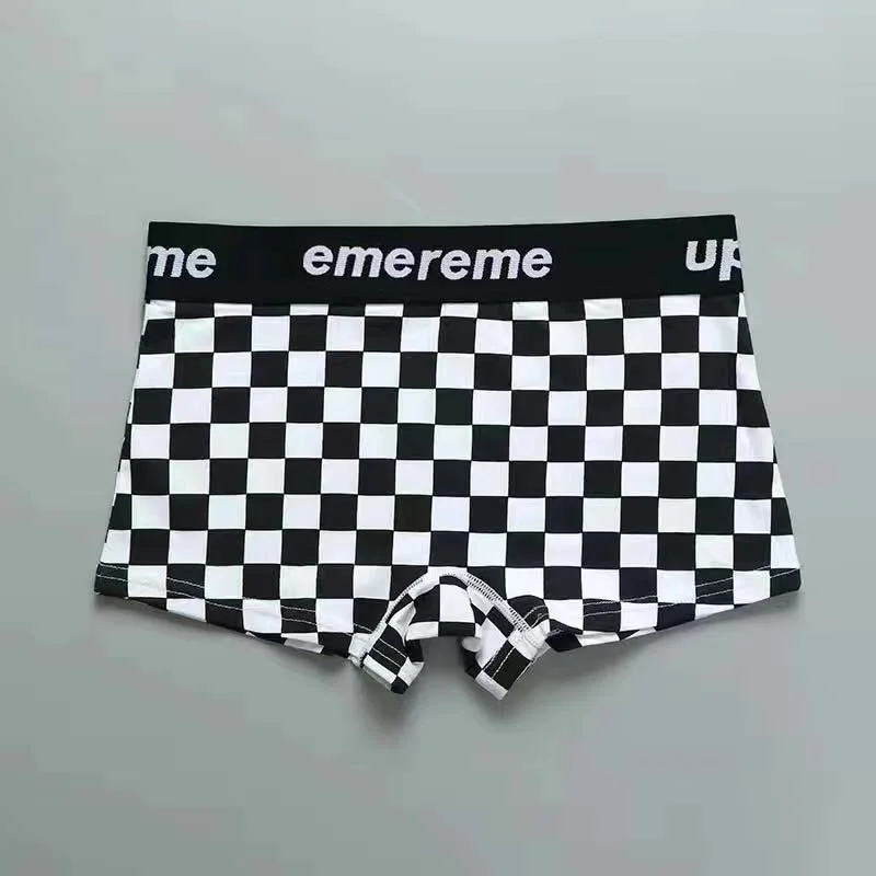 

3PC/Lot Underwear Men Boxer Shorts for Panties Boxe Grid Underpants Natural Cotton High Quality Sexy without Box