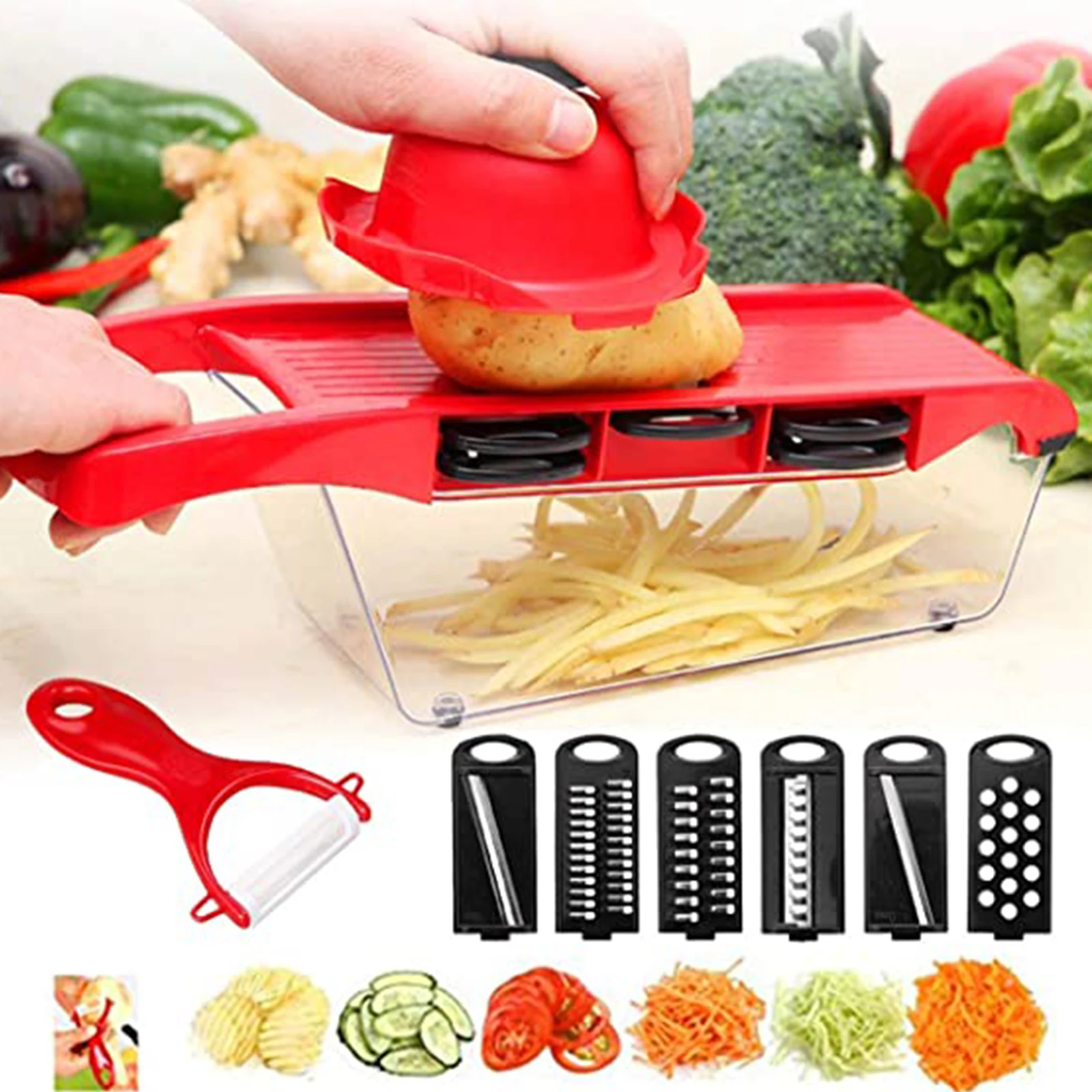 

Vegetable Cutter Grater For Vegetables Slicers Shredders 6In1 Kitchen Gadgets Multi-Functional Peeler Carrot Fruit Cutting Tool