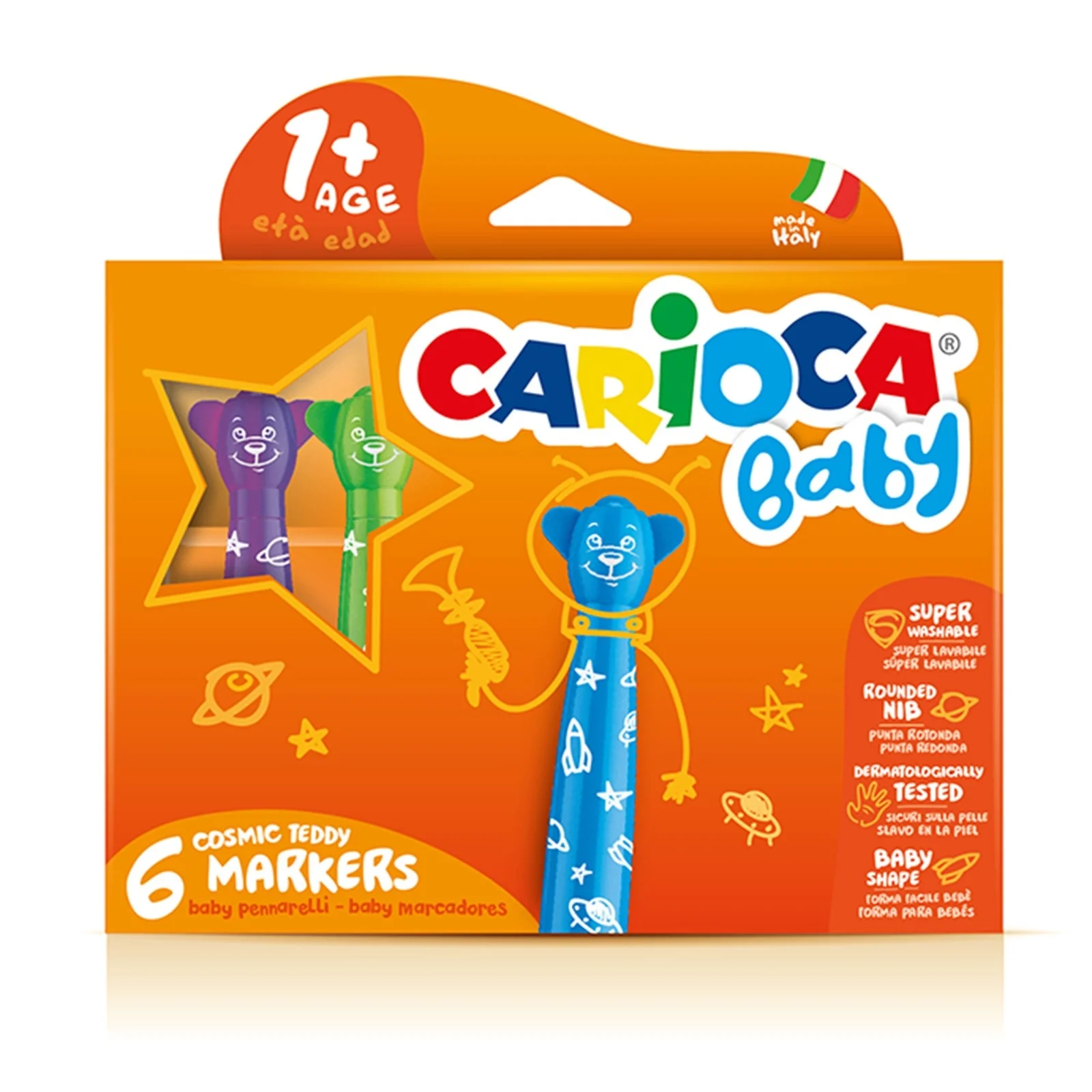 

ebebek Carioca Teddy Jumbo Baby Washable Felt Tip Pens 6 Pcs