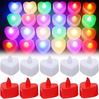 12pcs heart shape simulation led electronic candle light for valentines day colorful flameless wedding home party decoration