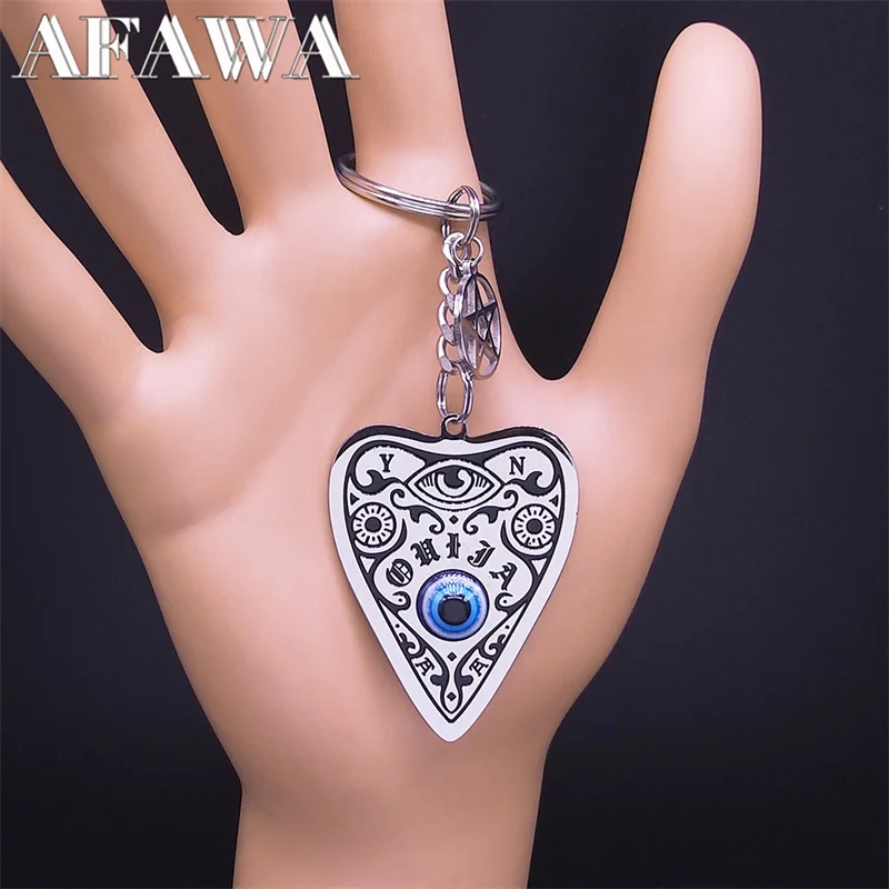 

Ouija Board Seance Spirit Stainless Steel Keyring Silver Color Heart Pendant Key Chain Metaphysical Witch Jewelry llavero K567S0