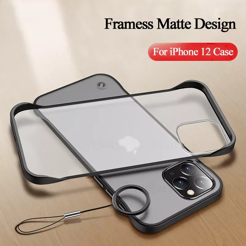 

Thin Hard PC Frameless With Ring Translucent Phone For iPhone 11 12 13 Pro Max X XR XS Mini 7 8 6 6s Plus SE 2020