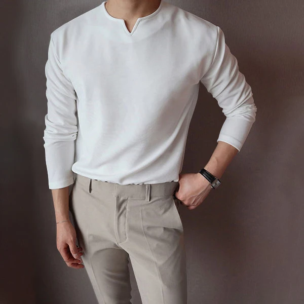 

Butemoda Men's Long Shirt 2022 Summer Breathable Gentlemans Simple Design Vacation Sleeve T-shirt Slim Solid Tops Male Shirt