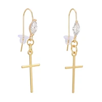 kissitty 3 pairs clear cubic zirconia brass cross dangle earrings for women hook earrings jewelry finding gift