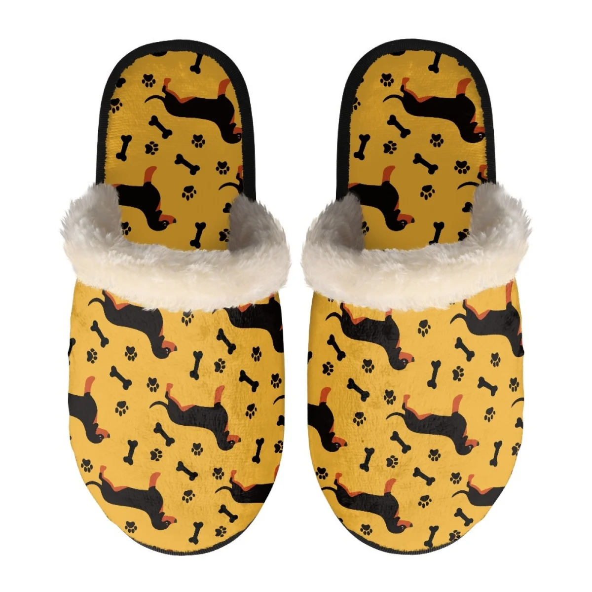 

New Printed Cute Sausage Dog Winter Slippers Comfortable Anti Slip Soft Plush Indoors Slippers Fashion Bedroom Slipper House