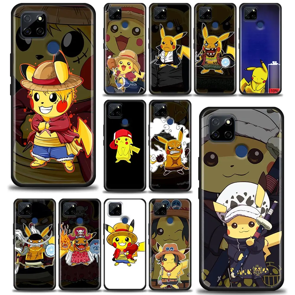 

Pokemon Pikachu Cosplay Phone Case for Realme Q2 C20 C21 V15 8 C25 GT Neo V13 5G X7 Pro Ultra C21Y Silicone Case Pikachu