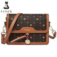 FOXER Women Crossbody Shoulder Bags PVC Leather Fashion Messenger Bags Simple Office Handbag Lady Brand Logo Printing Mini Purse