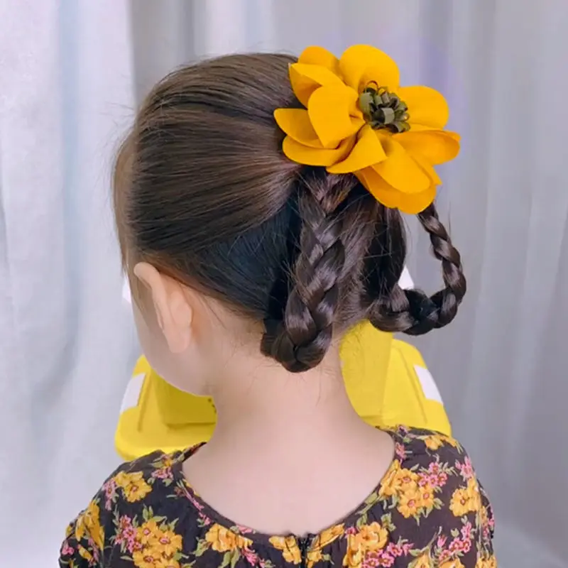 Корейский большой красный желтый розовый зажим для волос в виде цветка конского