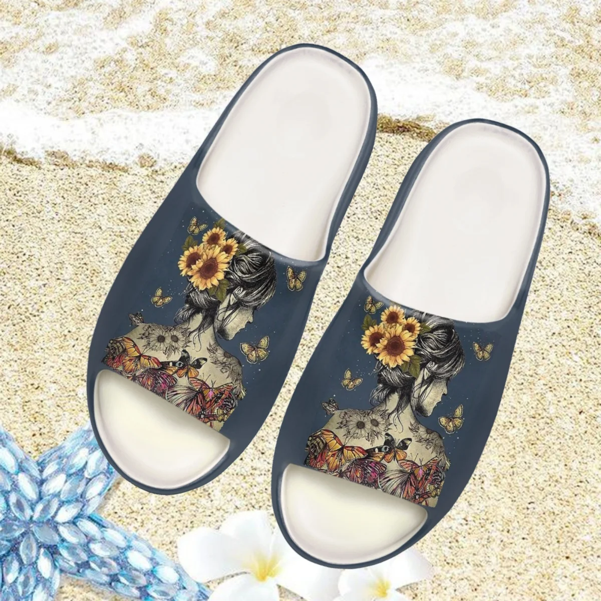 

Шлепанцы Nopersonality женские с мультяшным принтом, летние тапочки на плоской подошве, легко носить, повседневные Тапочки для ванной комнаты с татуировкой