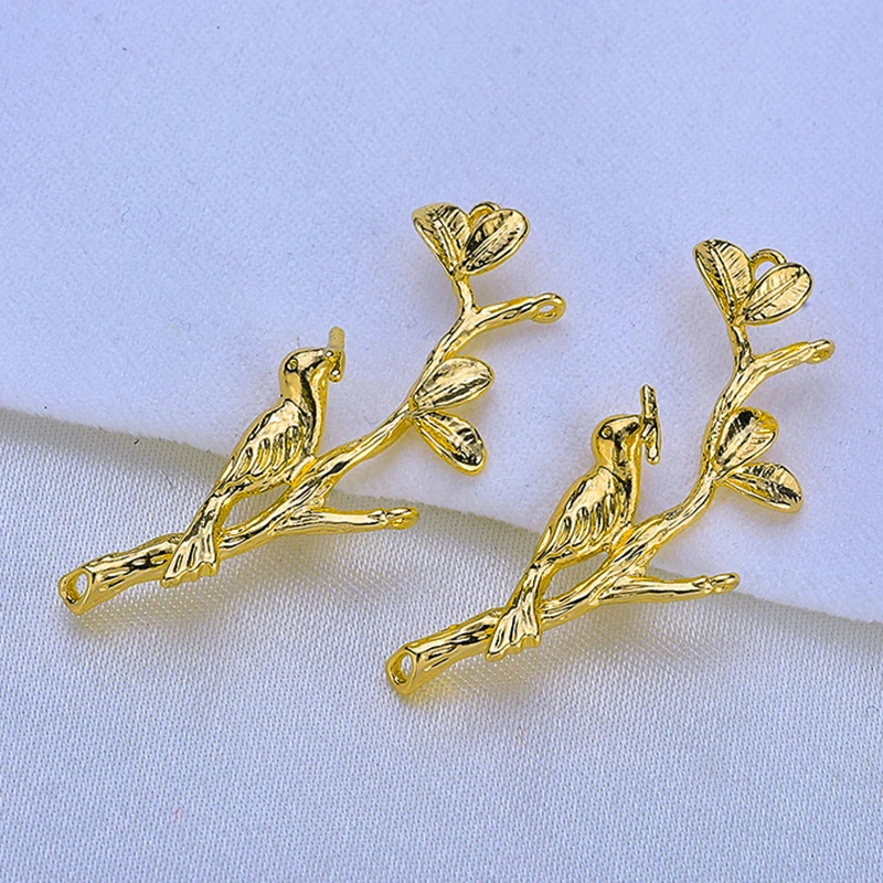 

10pcs Bride Hairpin Accessories Branches Leaf Bird Magpie Pendant Gold Plated Weeding Jewelry