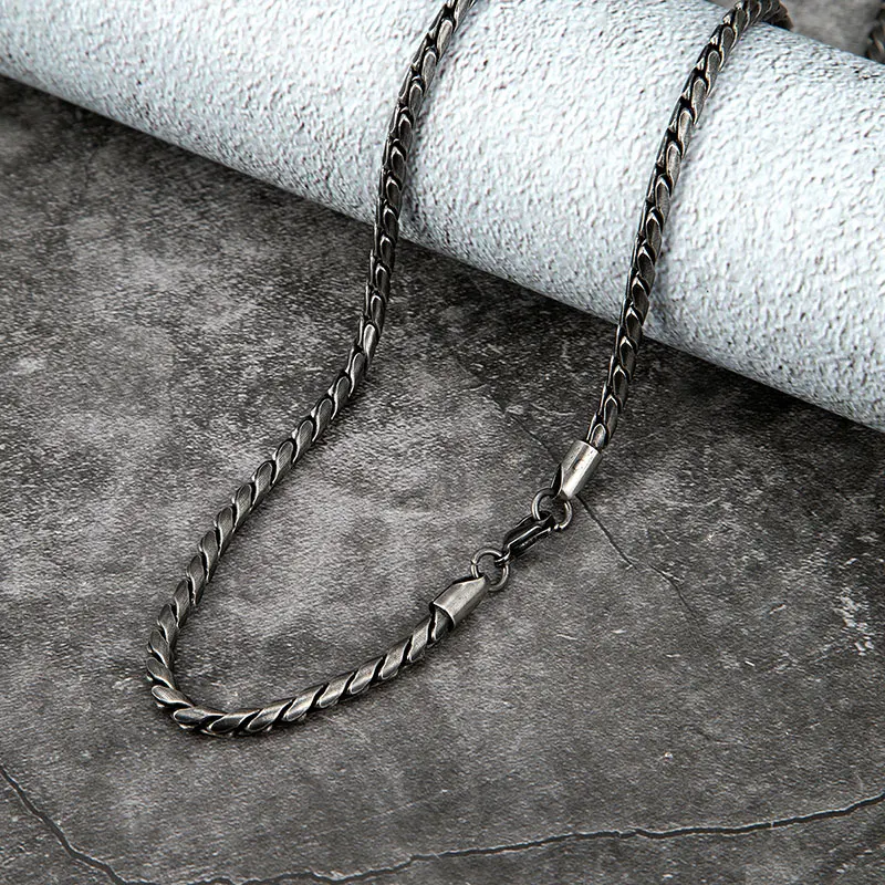 MKENDN Punk Men Snake Link Chain Necklace Stainless Steel Vi