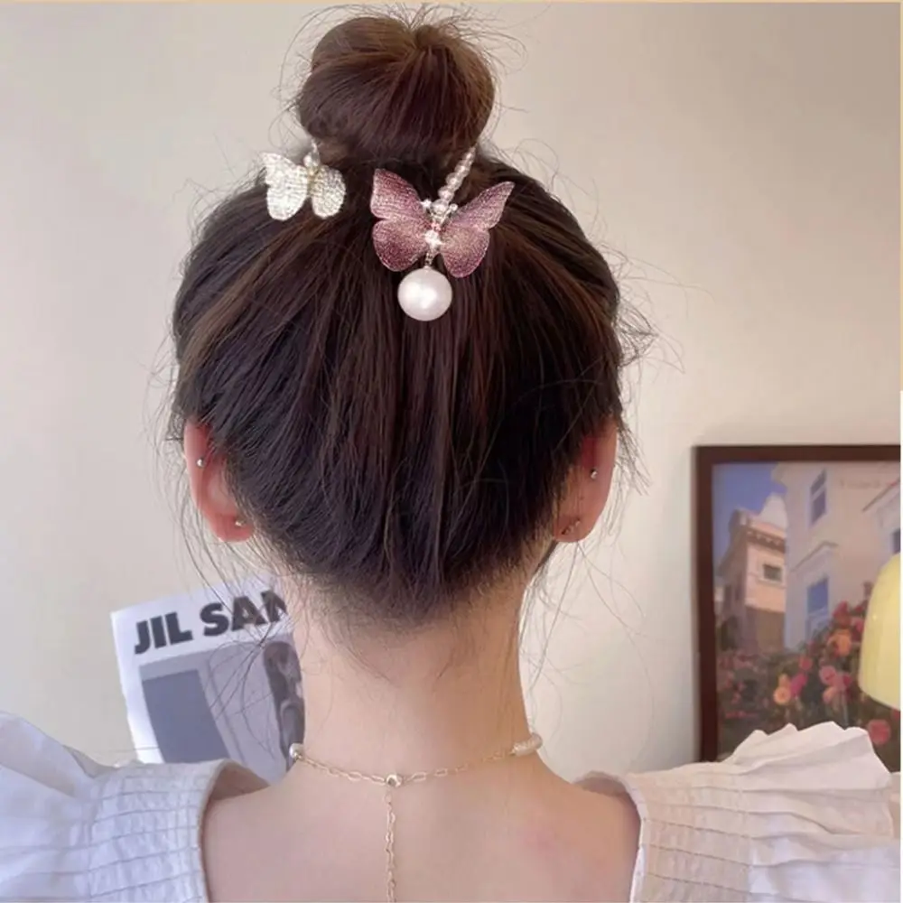 

Головной убор стразы жемчужный зажим для койлера пряжка в Корейском стиле для конского хвоста аксессуары для волос Пряжка для головы бабоч...