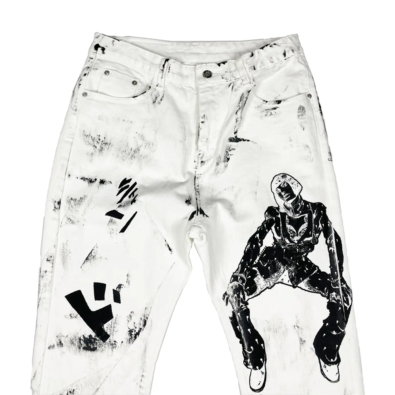 Original INS street fashion personality hand-painted printing micro-flare pants men and women with the same autumn new style
