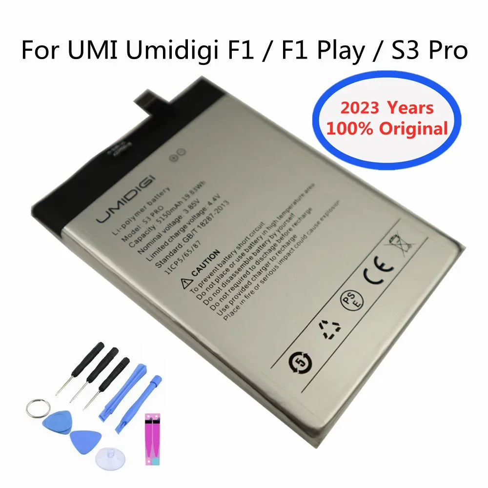 

2023 years Battery For UMI Umidigi F1 F1 Play S3 Pro Original Battery 5150mAh Hight Capacity 3.85V Replacement Batteries + Tools