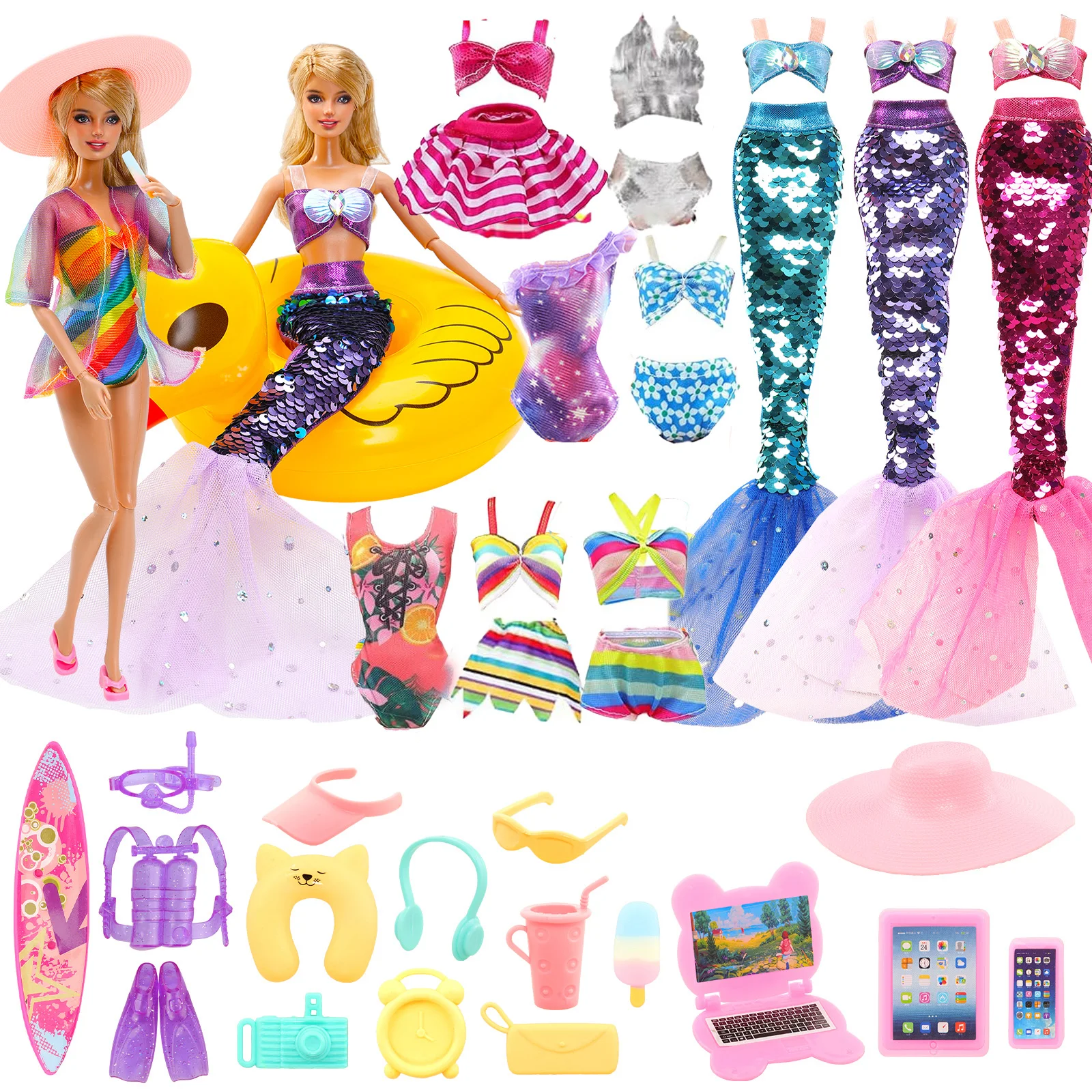 [Без куклы] для Барби набор спортивной одежды 20 = 4 купальник + 1 платье русалки