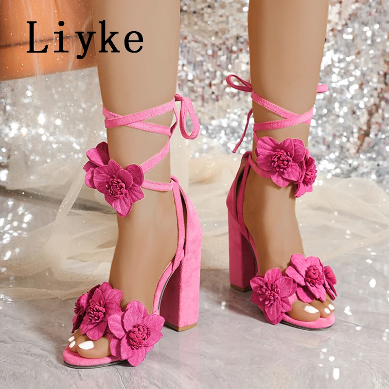 Liyke/пикантные сандалии-гладиаторы на высоком квадратном каблуке с перекрестным