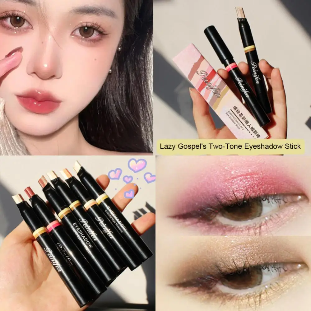 

Professional Double Color Gradient Velvet Eye Shadow Stick Lazy Makeup Waterproof Lasting Shimmer Metallic Korean Cosmetics