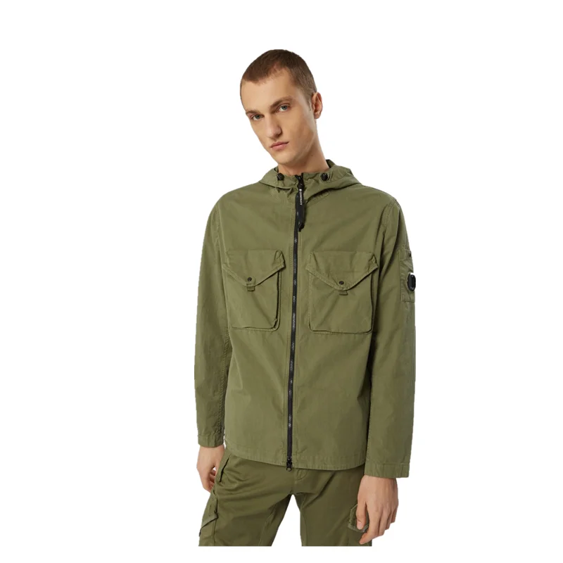 

All Season New Young Men'S Zipper Cardigan Hooded Work Jacket Korean Style Casual Trend Cotton Clothes Green Free Shipping