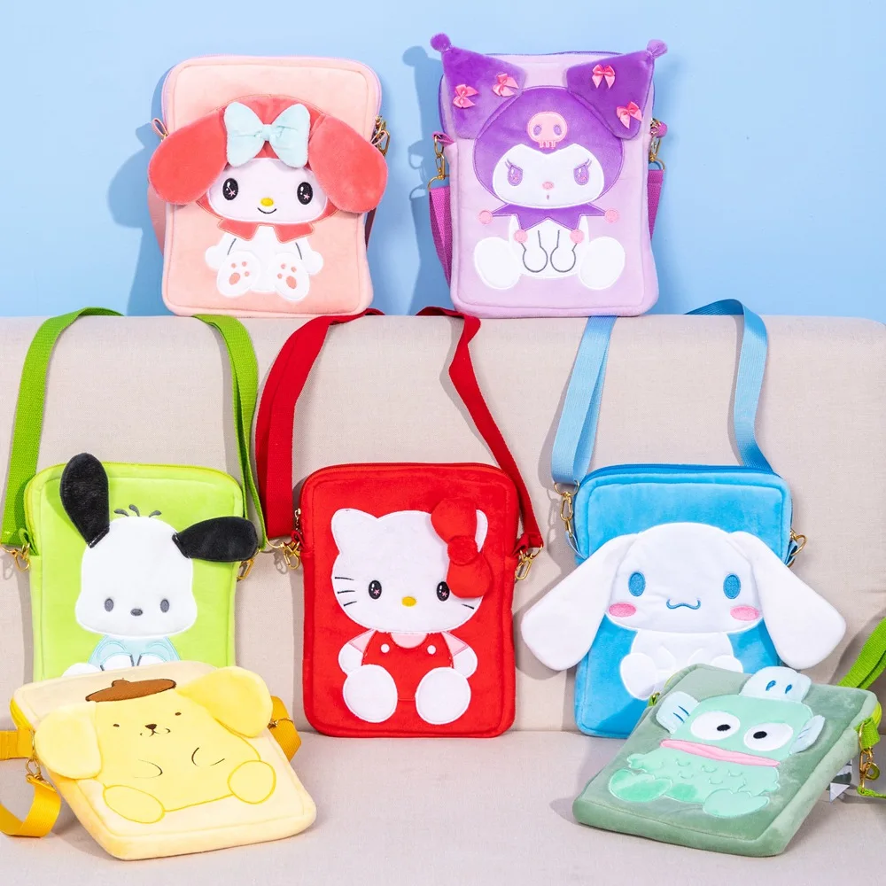 

Kawaii Anime Sanrio Hello Kitty Kuromi Cinnamoroll My Melody Messenger Bag Mobile Phone Bag Student Color Fashion Shoulder Bags