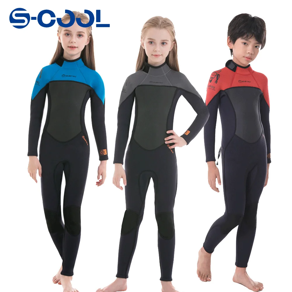 

Girls Wetsuit Diving Suit 2.5MM Neoprene Swimsuit Girls Long Sleeve Surfing Jellyfish Cloth Child Kids Surfing Swimming Swimwear