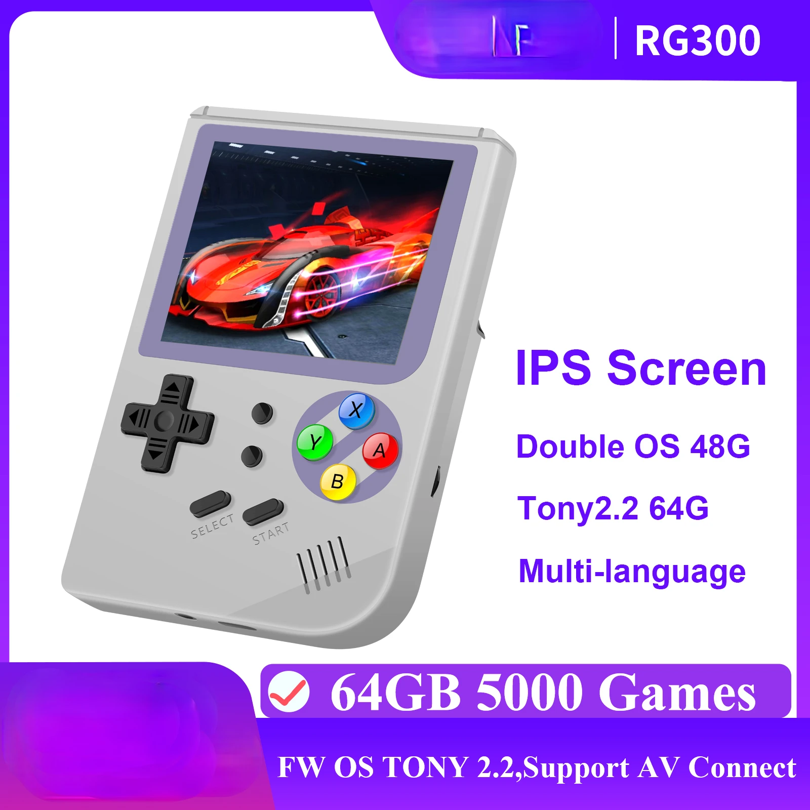 rg300 retro portable video game console, IPS screen, dual system PS1, 32 GB TF, 64 bit, 3000 video games Free shipping