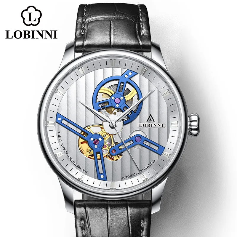 

Luxury Brand Switzerland LOBINNI Seagull ST16 Automatic Mechanical Men's Watches Sapphire Waterproof Dual Skeleton Clocks L9235