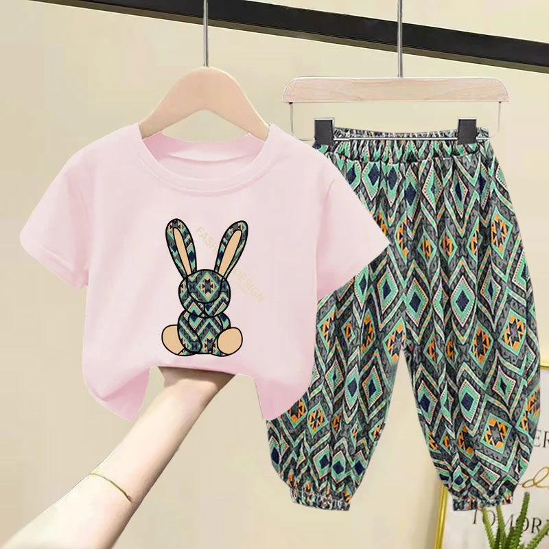 

Girl Clothing Set Mother Kids Clothes Children's Sets New Summer Boys Girls Cotton T-shirt Baby 2pcs Short Sleeves Trousers Suit