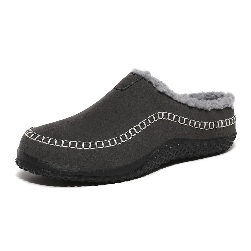 Мужские мокасины без шнуровки зимние домашние/наружные теплые нечеткие удобные
