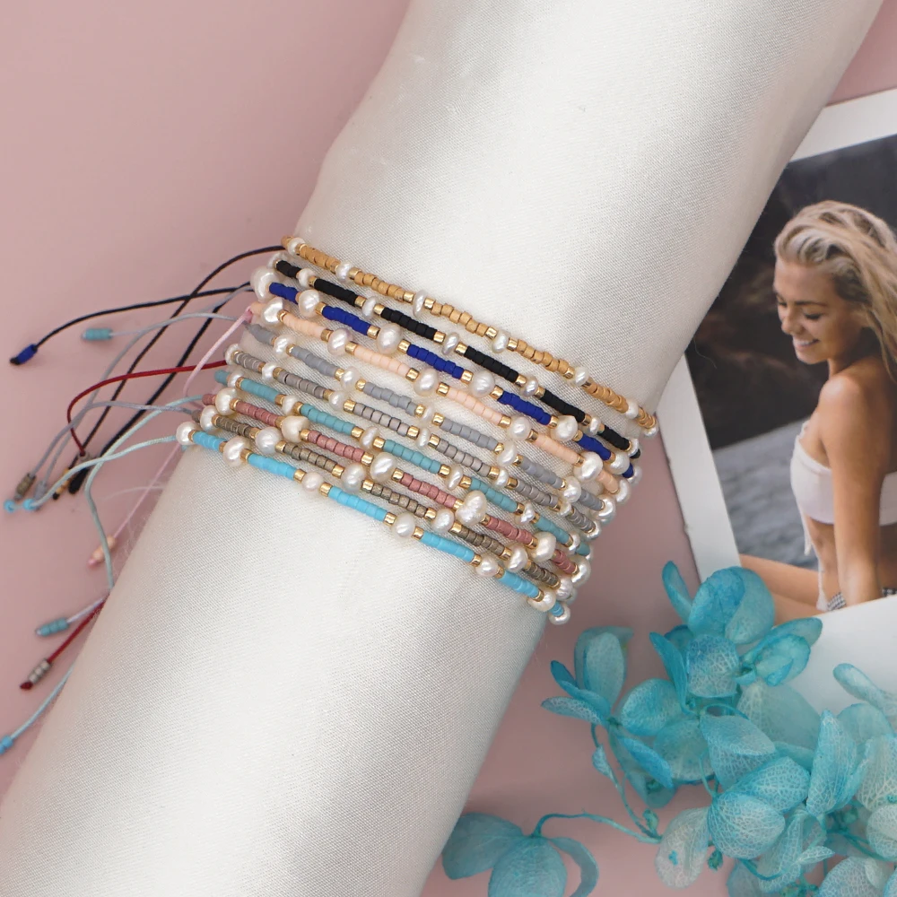 

Shinus Freshwater Pearl Bracelet For Women Delica Beads Miyuki Beaded Bracelets Simple Jewelry Bijoux Femme Friendship Pulseras