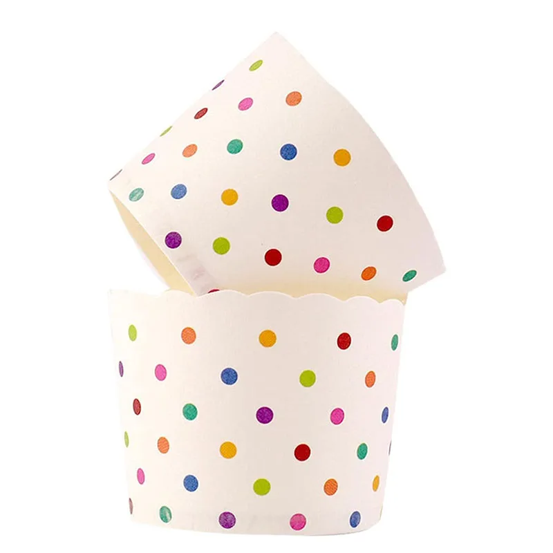 

Одноразовые формы для выпечки с крышками, вкладыши для кексов из алюминиевой фольги, красочные бумажные держатели для кексов в горошек, круглые формы для кексов