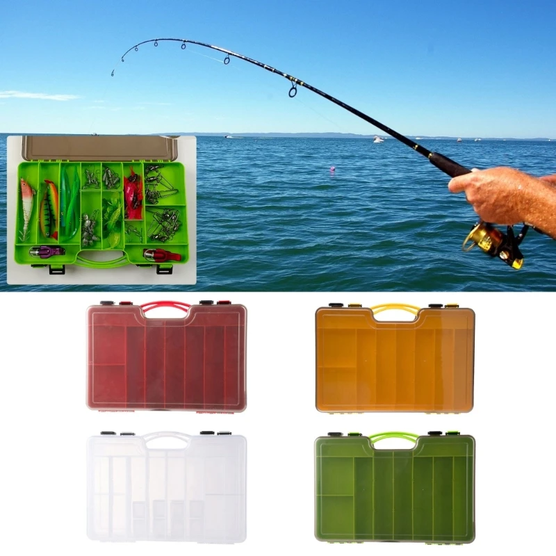 

Large Fishing Tackle Box Double Layer Bait Container Portable Lure Storage Box with Removable Dividers Outdoor Fishing Tool