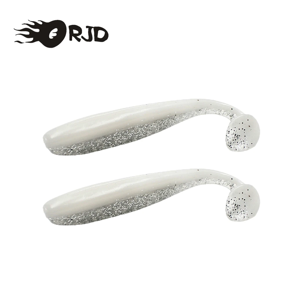 

ORJD Double Color Fishing Lures Artificial Wobblers T Tail Soft Silicone Shad Worm Bass Fishing Bait Tackle Easy Shiner Swimbait