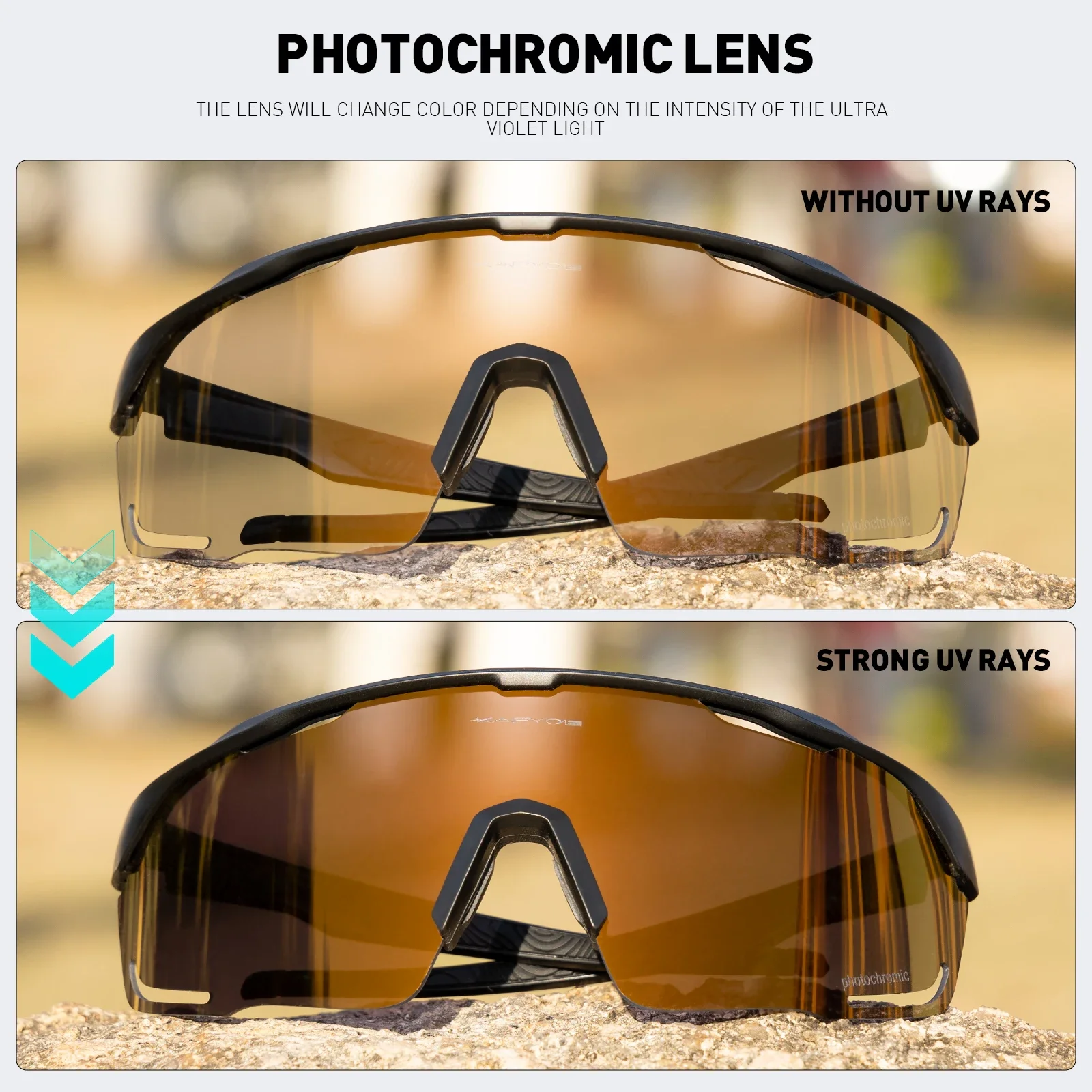 Солнцезащитные очки Kapvoe мужские фотохромные для велоспорта синие с фотохромными