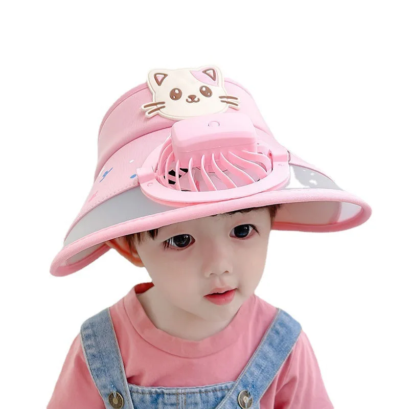 Kid Adult Summer Sun Hat Solar Cooling Rechargeable Cooling Fan Hat Sun Visor Hat Summer Baseball Hat Empty Top Outdoor Sunhat